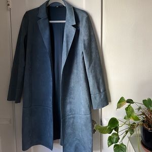 ZARA Coat: Blue Suede
